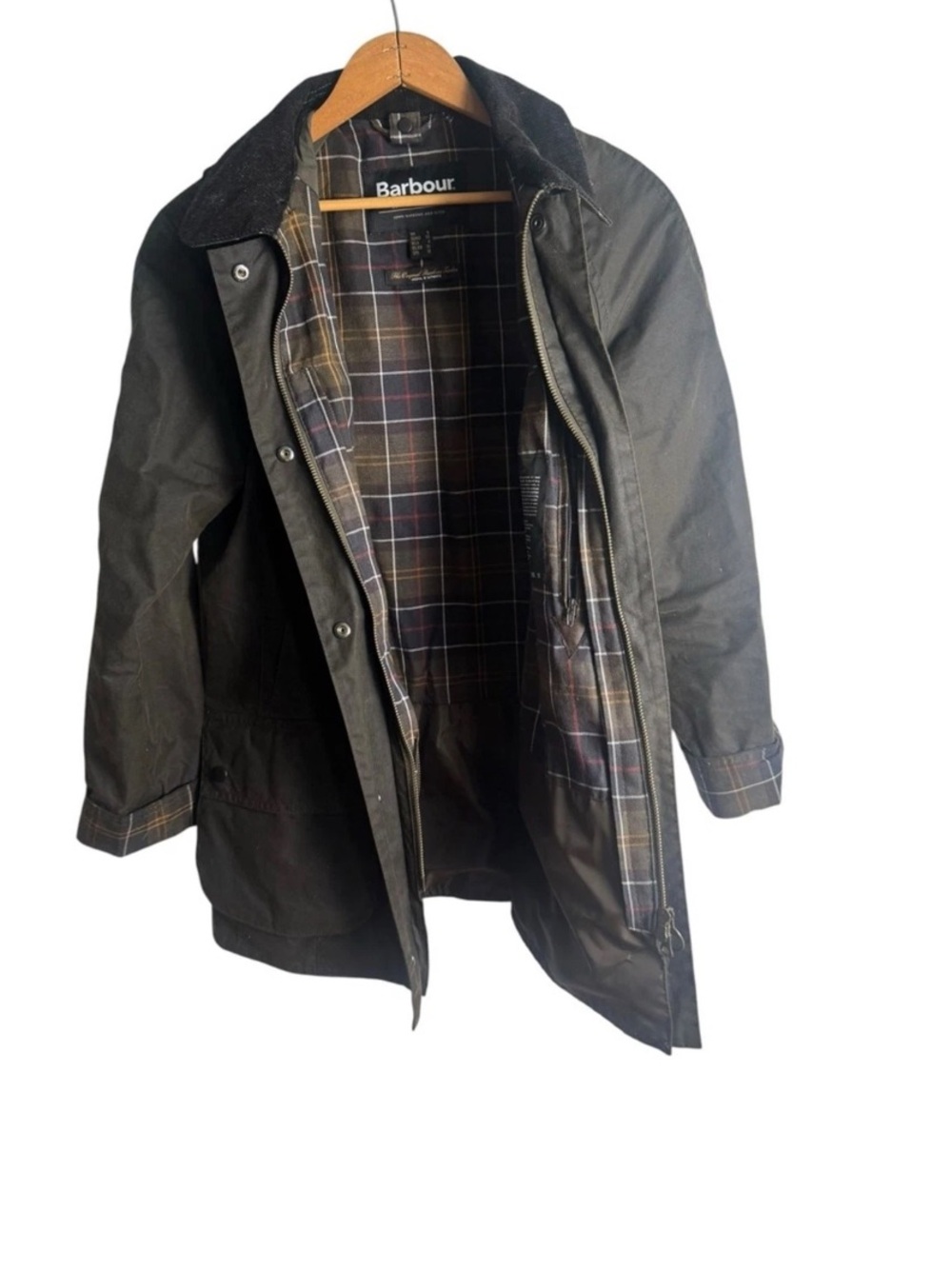 Barbour Brown Waxed Cotton Utility Jacket with Cord Collar. Like new condition - Picture 3 of 7